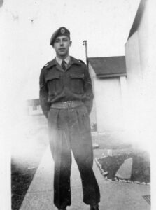 In the Royal Air Force in battledress (normal working uniform)