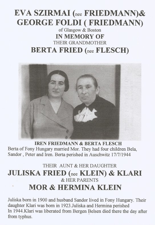 In memory of relatives