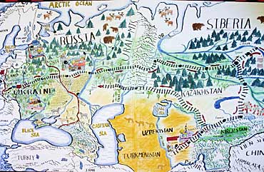 map illustrating Marion's journey